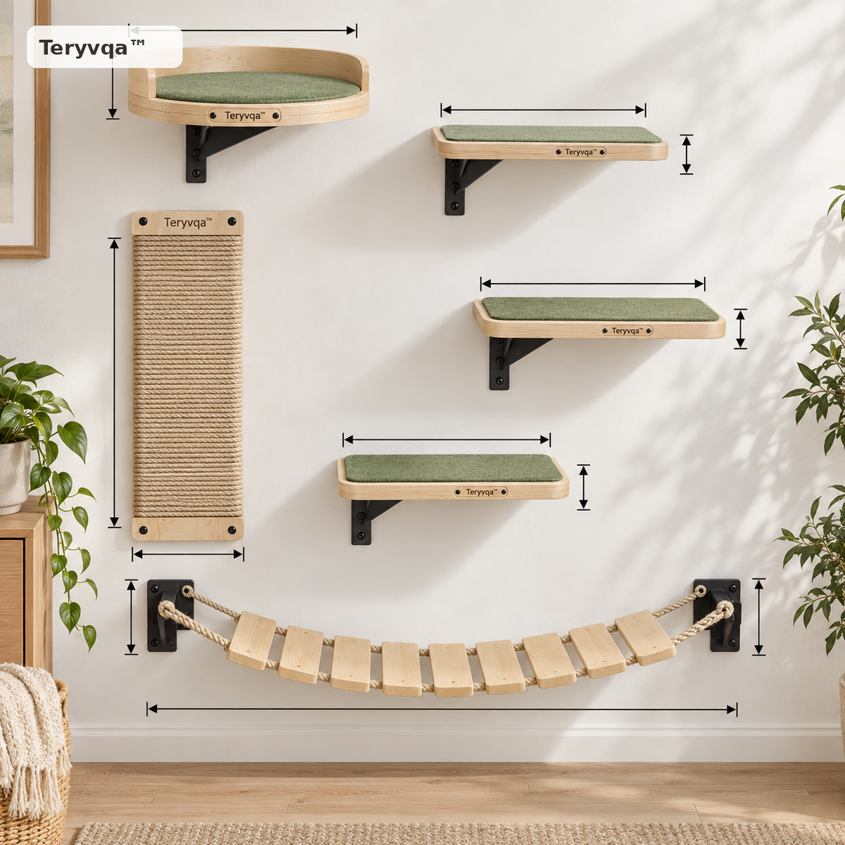 Teryvqa™ SkyTrail Wall-Mounted Cat Climbing System