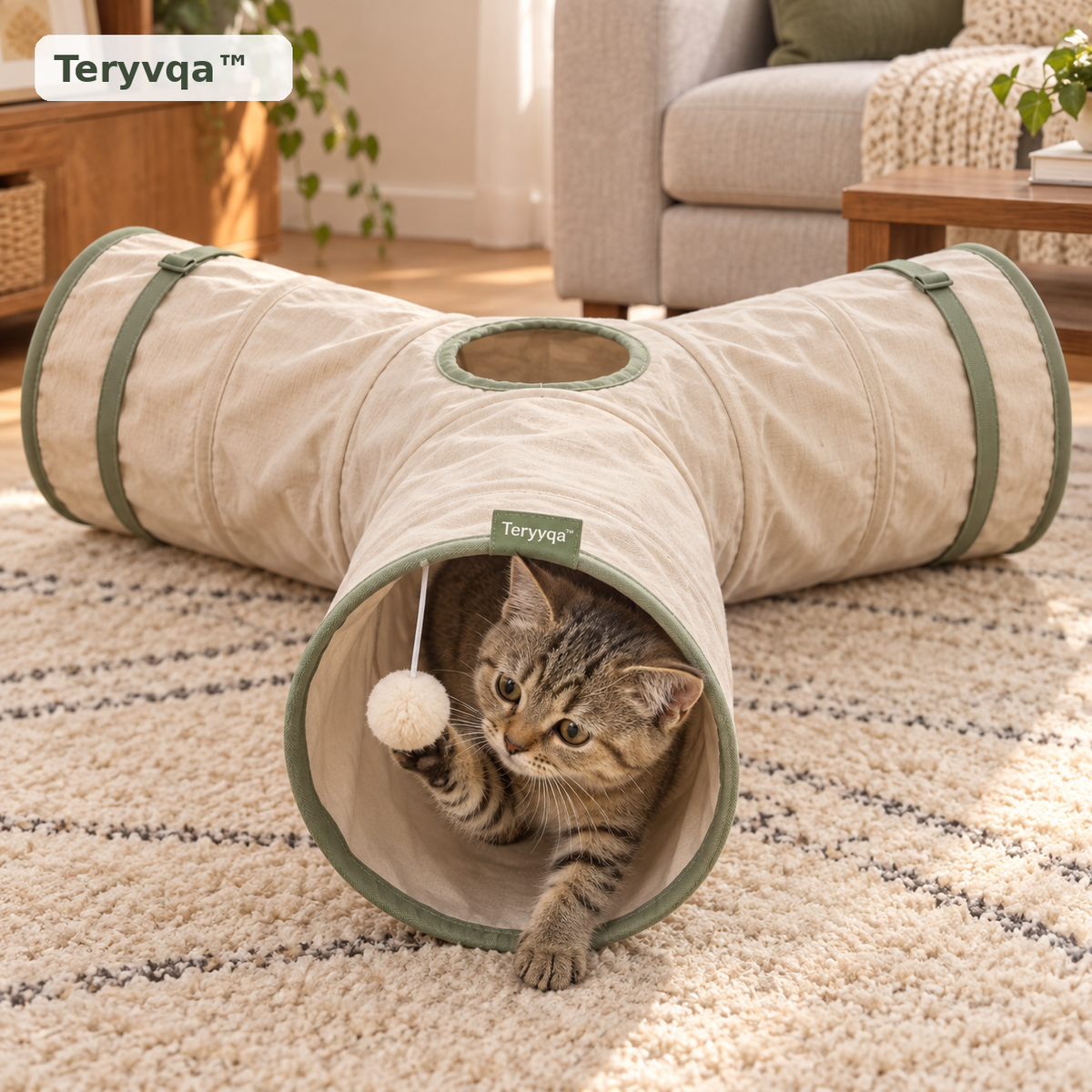 Teryvqa™ TrioHide 3-Way Foldable Cat Play Tunnel