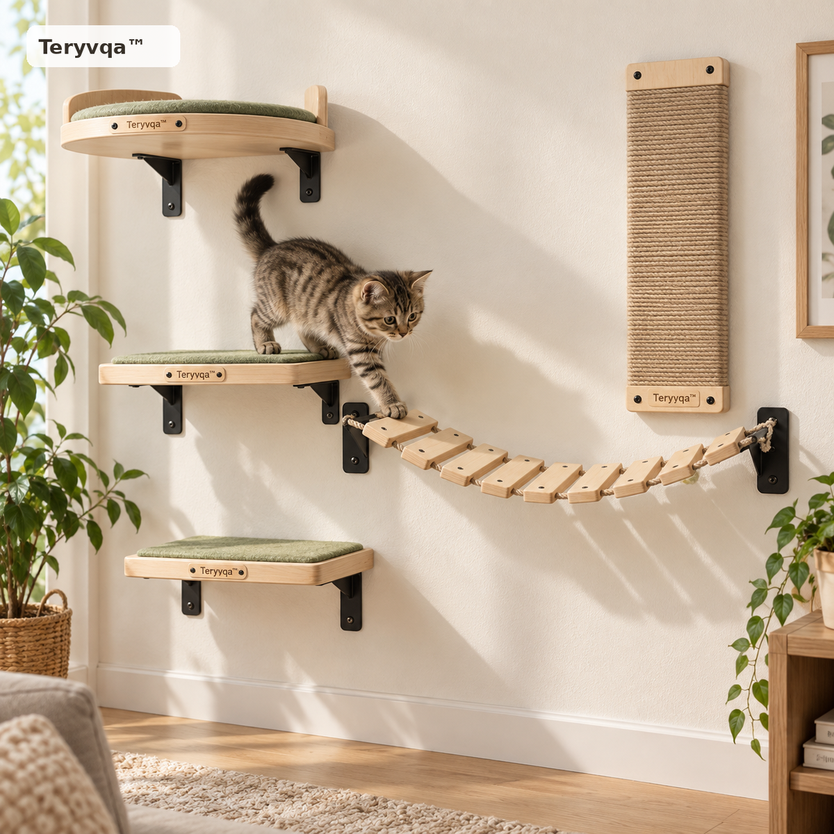 Teryvqa™ SkyTrail Wall-Mounted Cat Climbing System