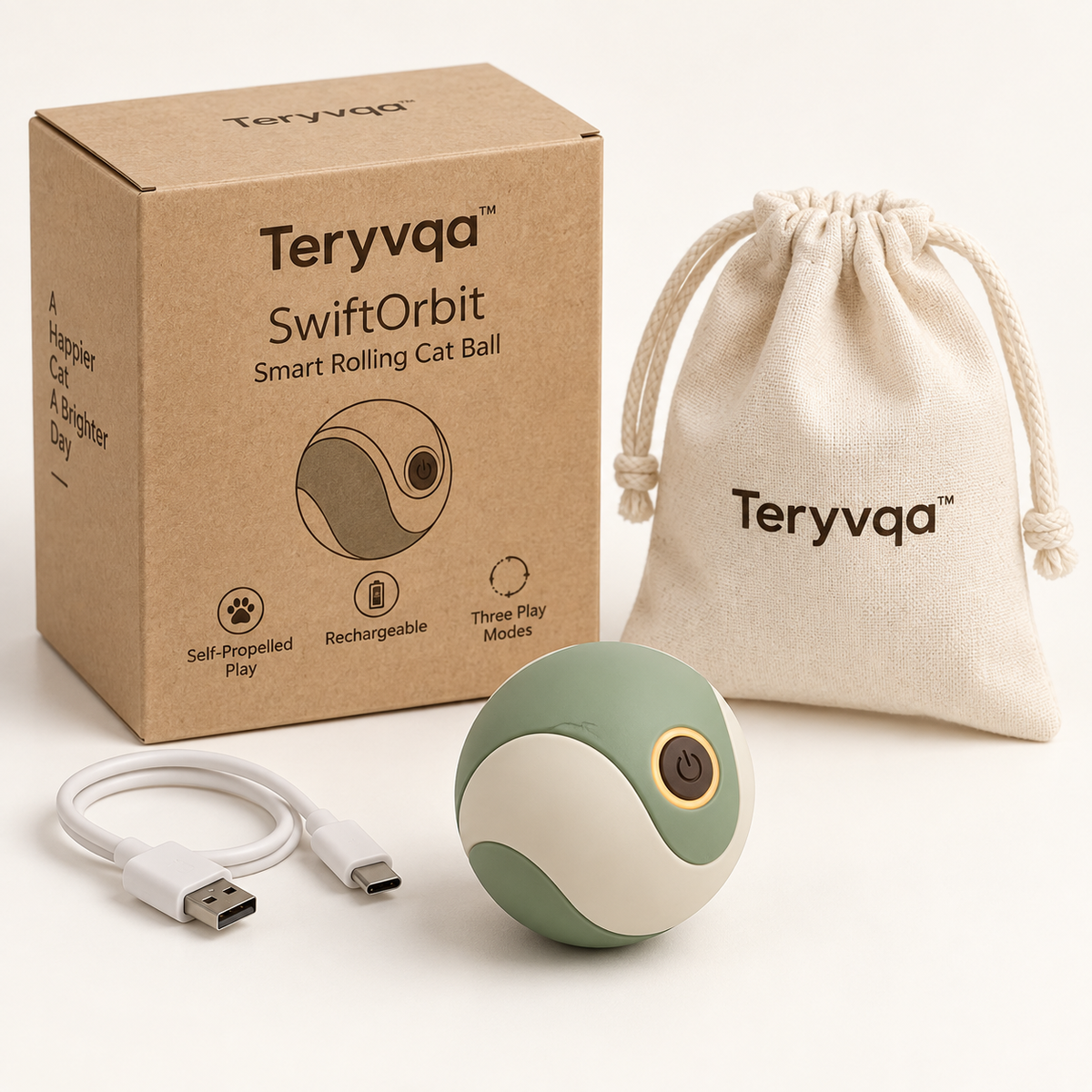 Teryvqa™ SwiftOrbit Smart Rolling Cat Ball