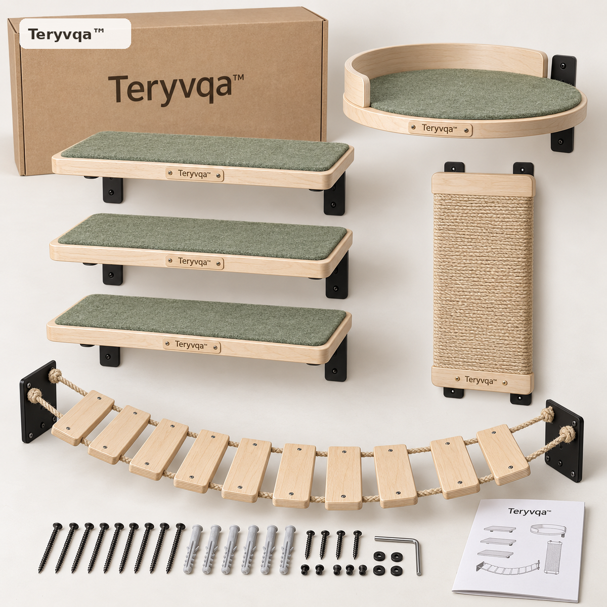 Teryvqa™ SkyTrail Wall-Mounted Cat Climbing System