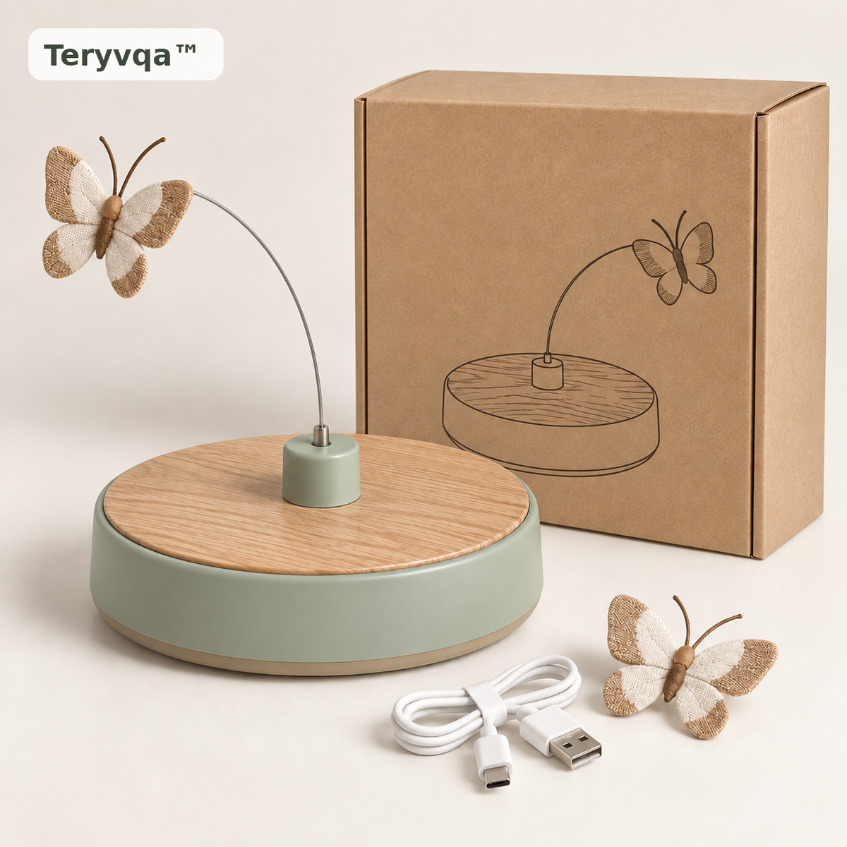 Teryvqa™ FlutterSpin Rotating Butterfly Cat Toy