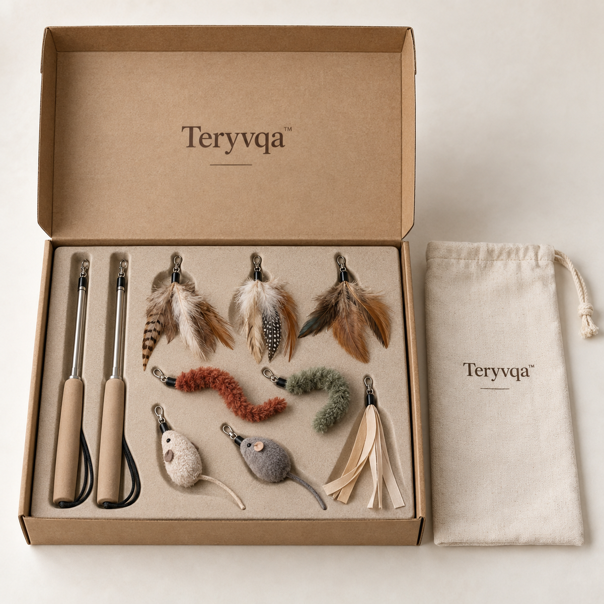 Teryvqa™ FeatherReach Telescopic Cat Wand Gift Set