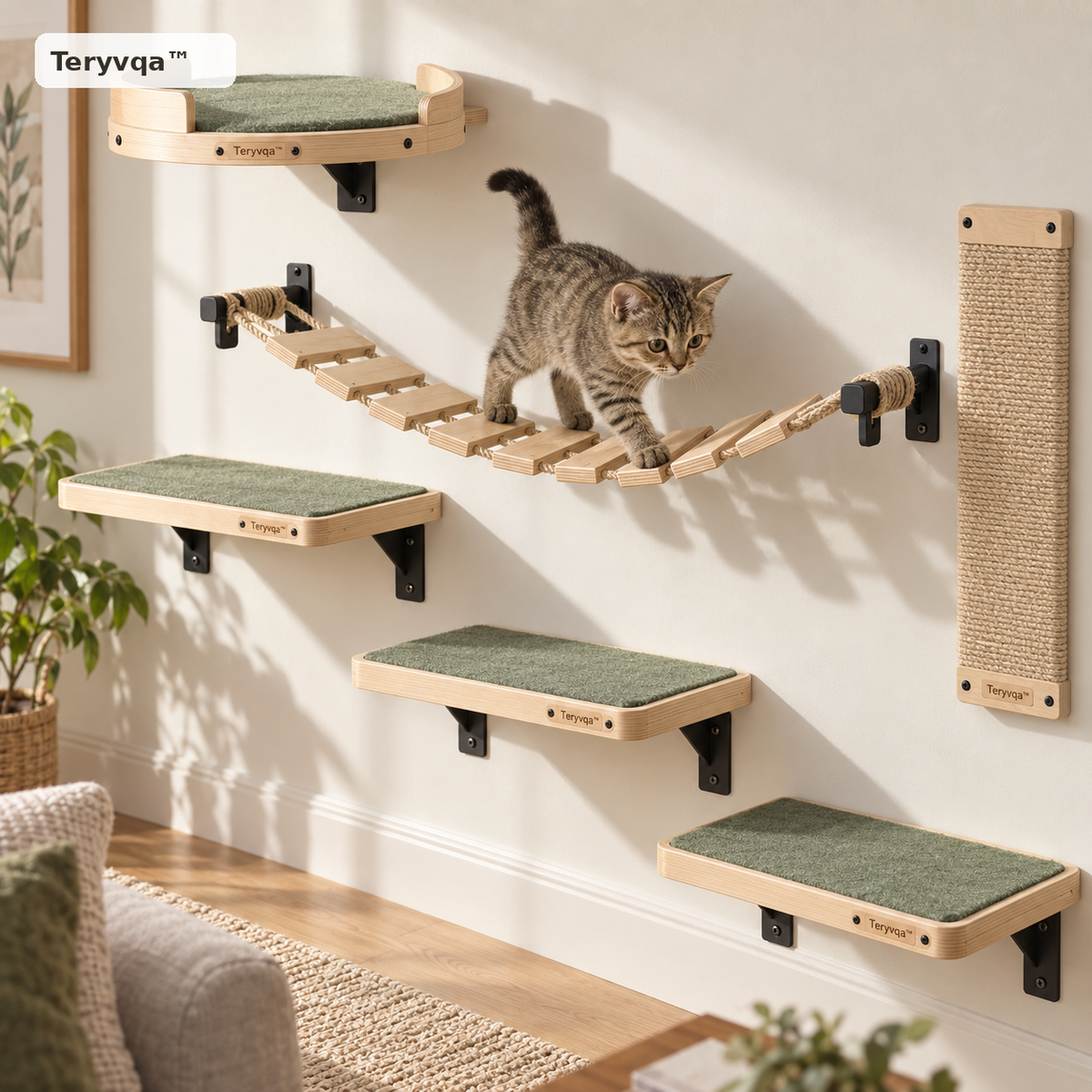 Teryvqa™ SkyTrail Wall-Mounted Cat Climbing System