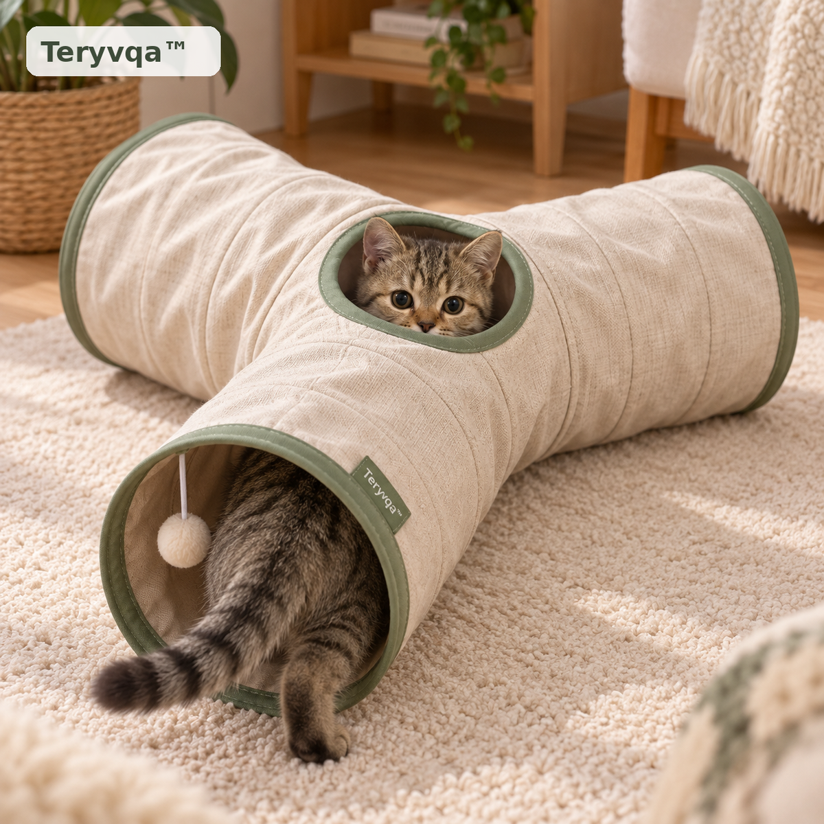 Teryvqa™ TrioHide 3-Way Foldable Cat Play Tunnel