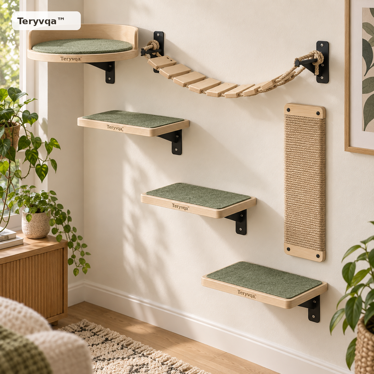 Teryvqa™ SkyTrail Wall-Mounted Cat Climbing System