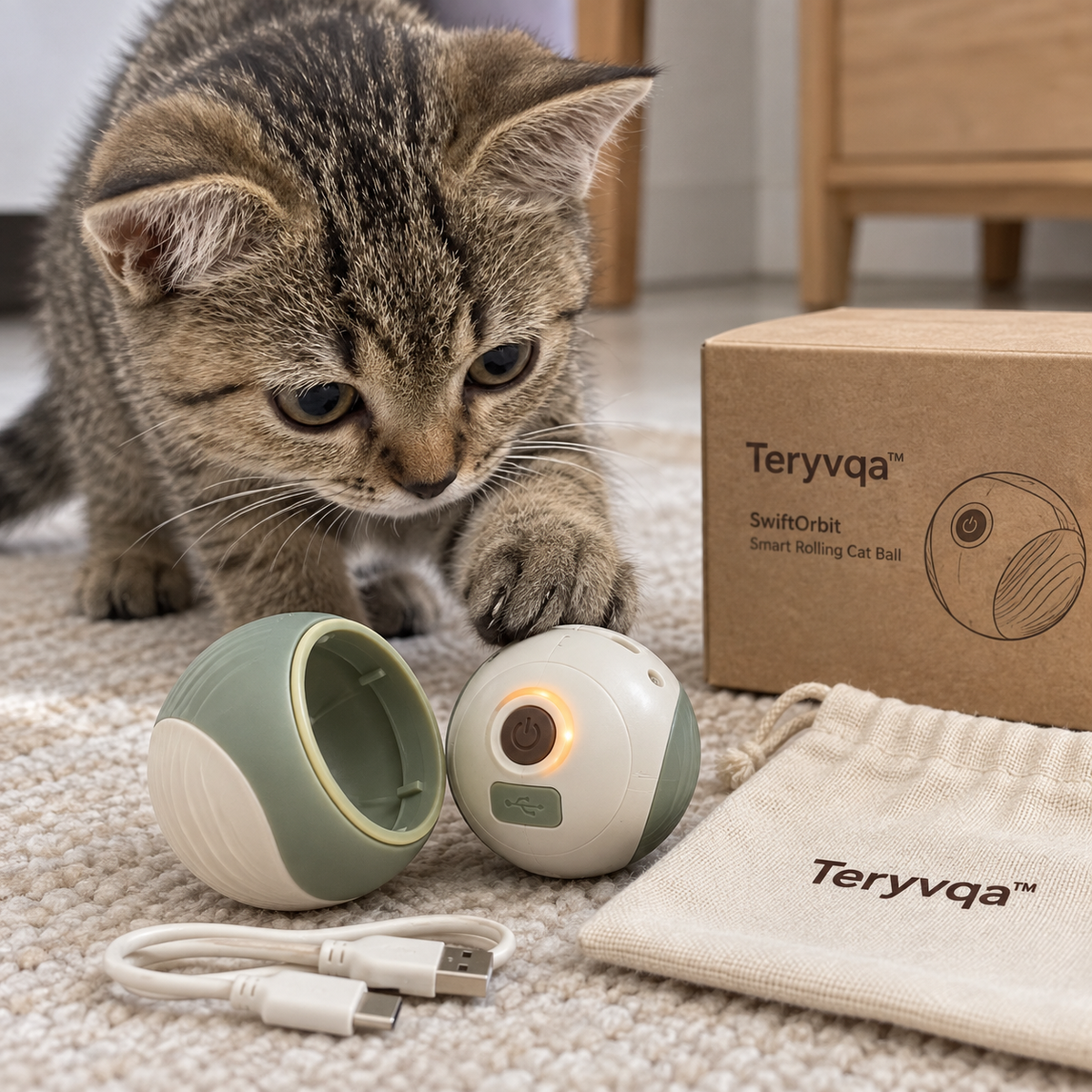 Teryvqa™ SwiftOrbit Smart Rolling Cat Ball