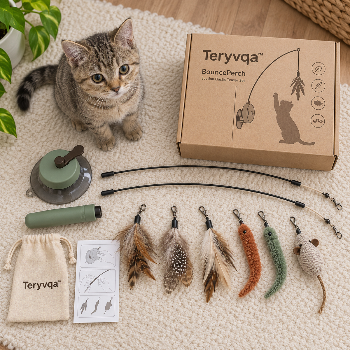 Teryvqa™ BouncePerch Suction Elastic Teaser Set