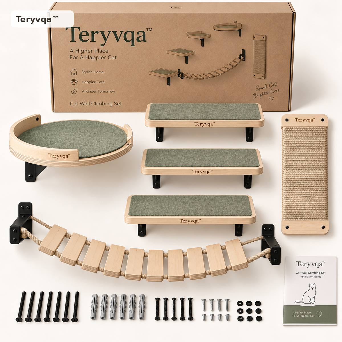 Teryvqa™ SkyTrail Wall-Mounted Cat Climbing System