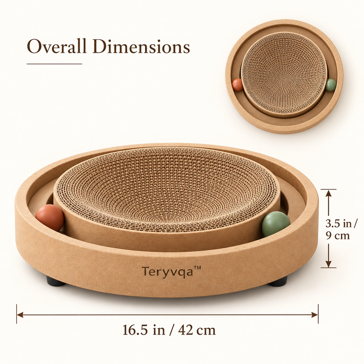 Teryvqa™ OrbitNest Round Cat Scratcher & Ball Track