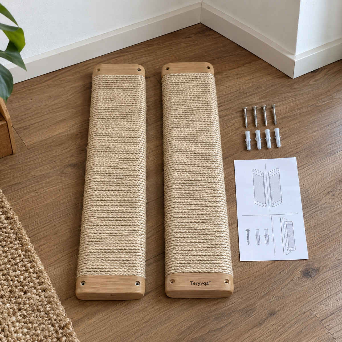 Teryvqa™ CornerClimb Wall-Corner Sisal Scratcher Set