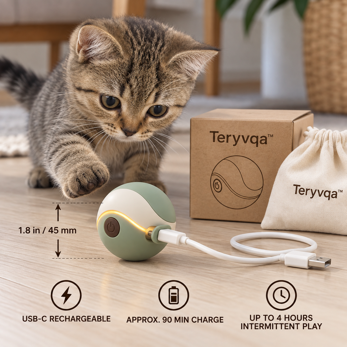 Teryvqa™ SwiftOrbit Smart Rolling Cat Ball