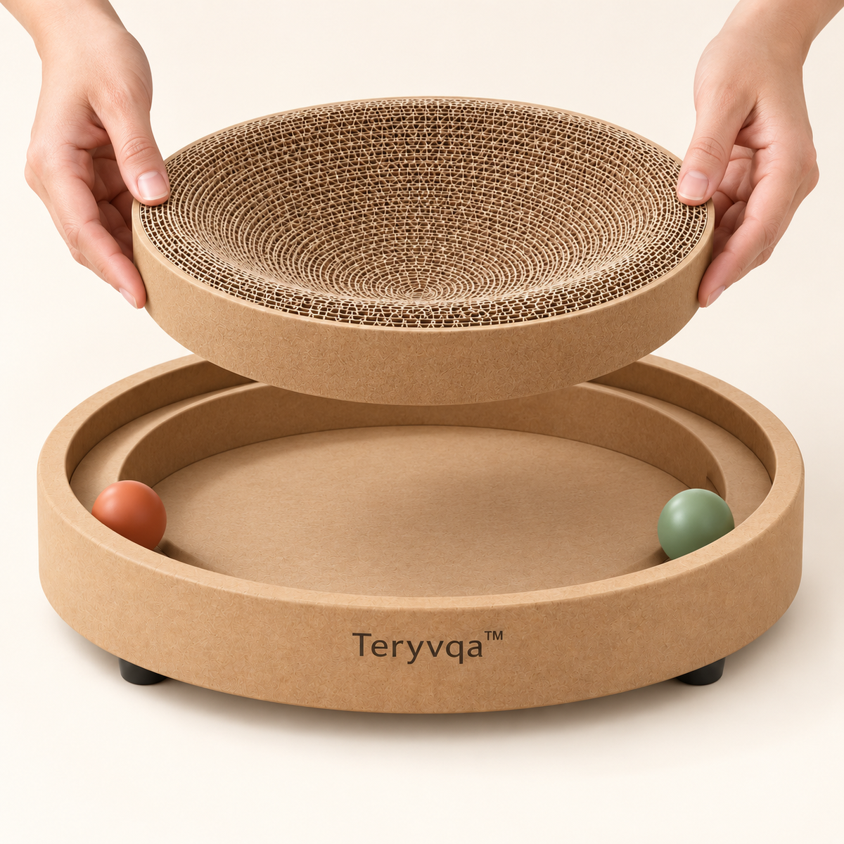 Teryvqa™ OrbitNest Round Cat Scratcher & Ball Track